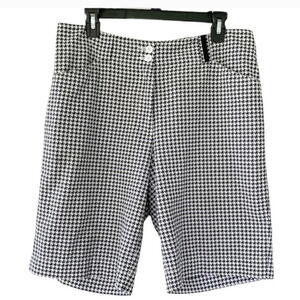 Nike Golf Houndstooth Athleisure Fit Dry Bermuda Shorts Size 8 Black-White